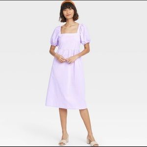 A New Day Puffed Sleeve Purple Dress